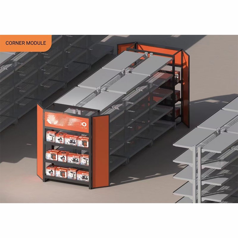 Orange and Grey Supermarket Shelves System